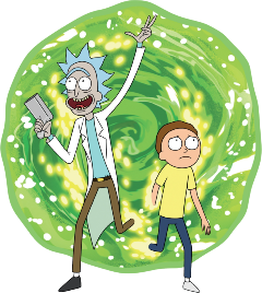 Rick and Morty saliendo del portal